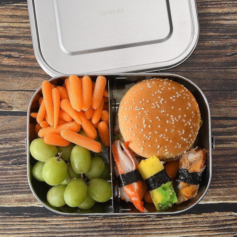 UPTRUST Leak Proof Stainless Steel Lunch Food Container, Large Bento Boxes Metal Lunch Box for Kids or Adults - Lockable Clips (1400ML/47oz) - Image 2